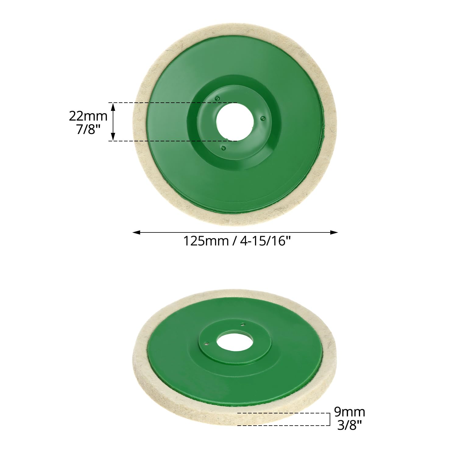 QWORK® 10 Piezas disco de pulido de fieltro de lana de 125 mm, discos amoladora, para pulir metal, acero inoxidable, madera, piedra
