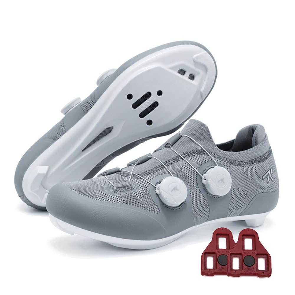 2026 Zapatillas Ciclismo Carretera Hombre Mujer, Zapatillas de Ciclismo con Look/SPD Tacos, Zapatos Bicicleta Montaña, Bicicleta de Spinning Montaña Calzado Bicicleta 37-47 EU (Gris,37)