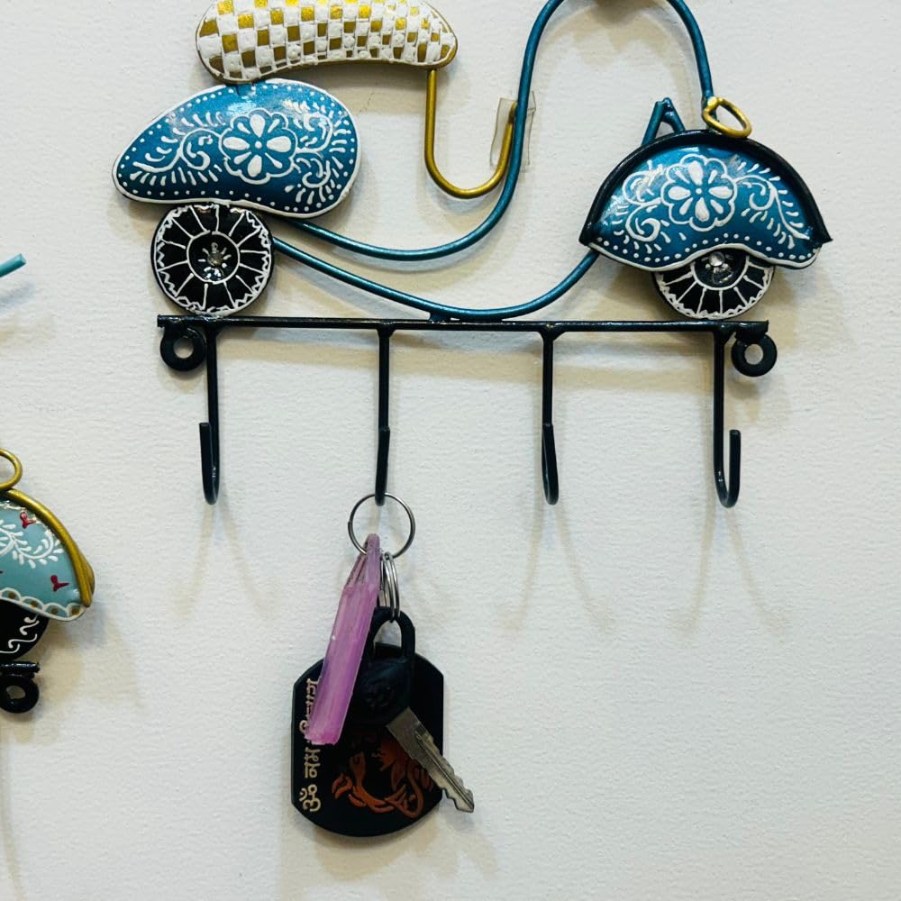 Handpainted Metal Key Holder - Unique Wall Decor -7