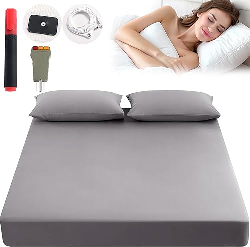 Sábana de fibra plateada, 90% algodón orgánico + 10% fibra de plata pura, mejora el sueño y alivia el dolor, sábanas de cama (gris, King)