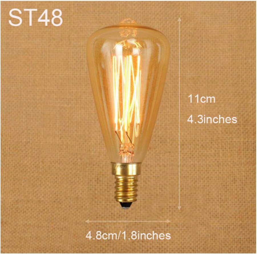 Vintage Edison Incandescent Light Bulbs E12 40W ST48 Candelabra Bulbs, 2200K Amber Warm ST48 Squirrel Cage Lights 240 Lemuns Warm Decorate Restaurant Coffee Shop Kitchen, 110V (6-Pack)