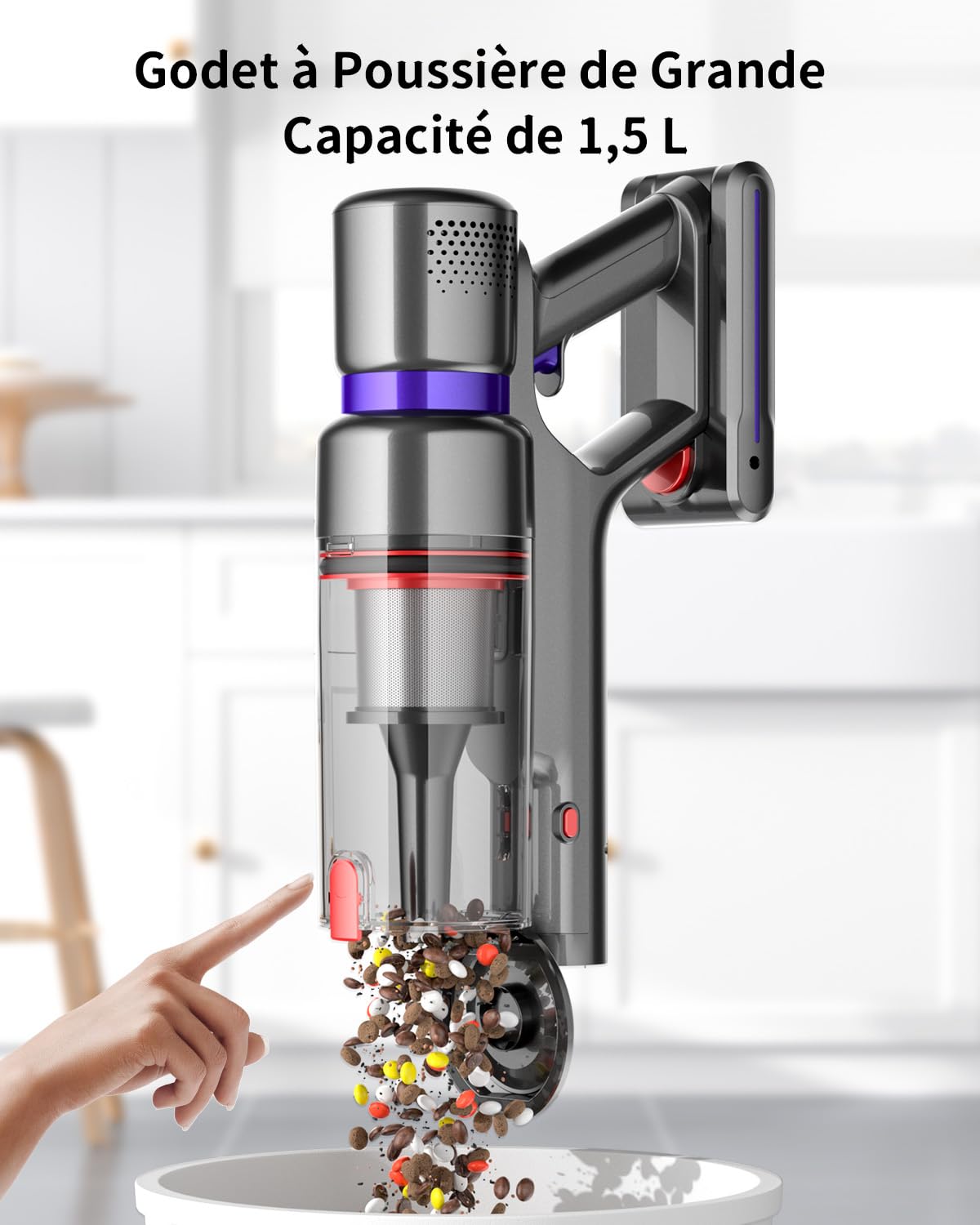 Fieety Aspirateur sans fil 45 kPa, 550 W, aspirateur balai de 60 Fieety Aspirateur sans fil 45 kPa, 550 W, aspirateur balai de 60