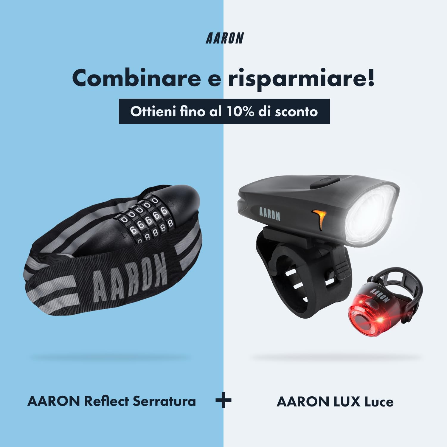 AARON Reflect Fahrradschloss mit 5-stelligem Zahlencode, 110cm Kettenschloss aus Stahl und hoher Sicherheitsstufe, Schloss für für E-Bike, Mountainbike, Trekkingrad, Tourenrad, Rennrad in Schwarz