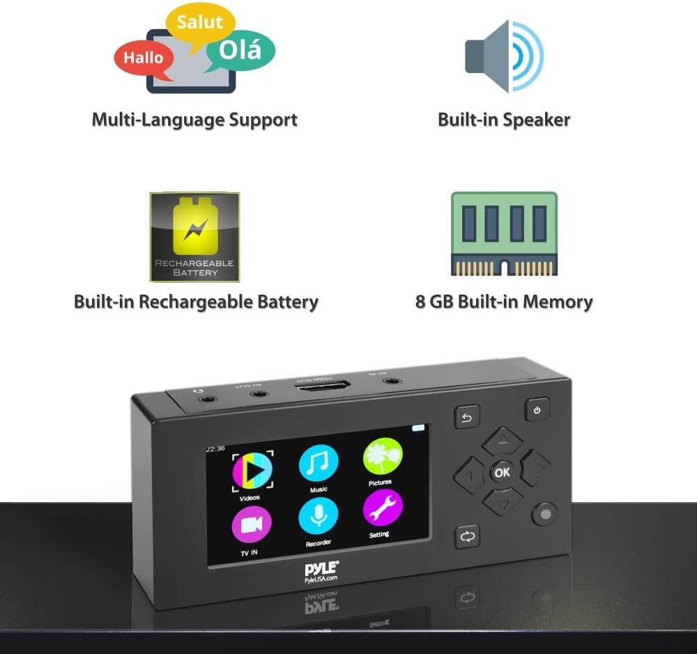 Pyle Video Game Capture Card - w/LCD Monitor-AV Recorder, HDMI Support, Full HD 1080P Digital Media File Creation System w/Audio for USB, SD, PC, DVD, PS4, PS3, Xbox One, Xbox 360 and Wii - (PVRC49)