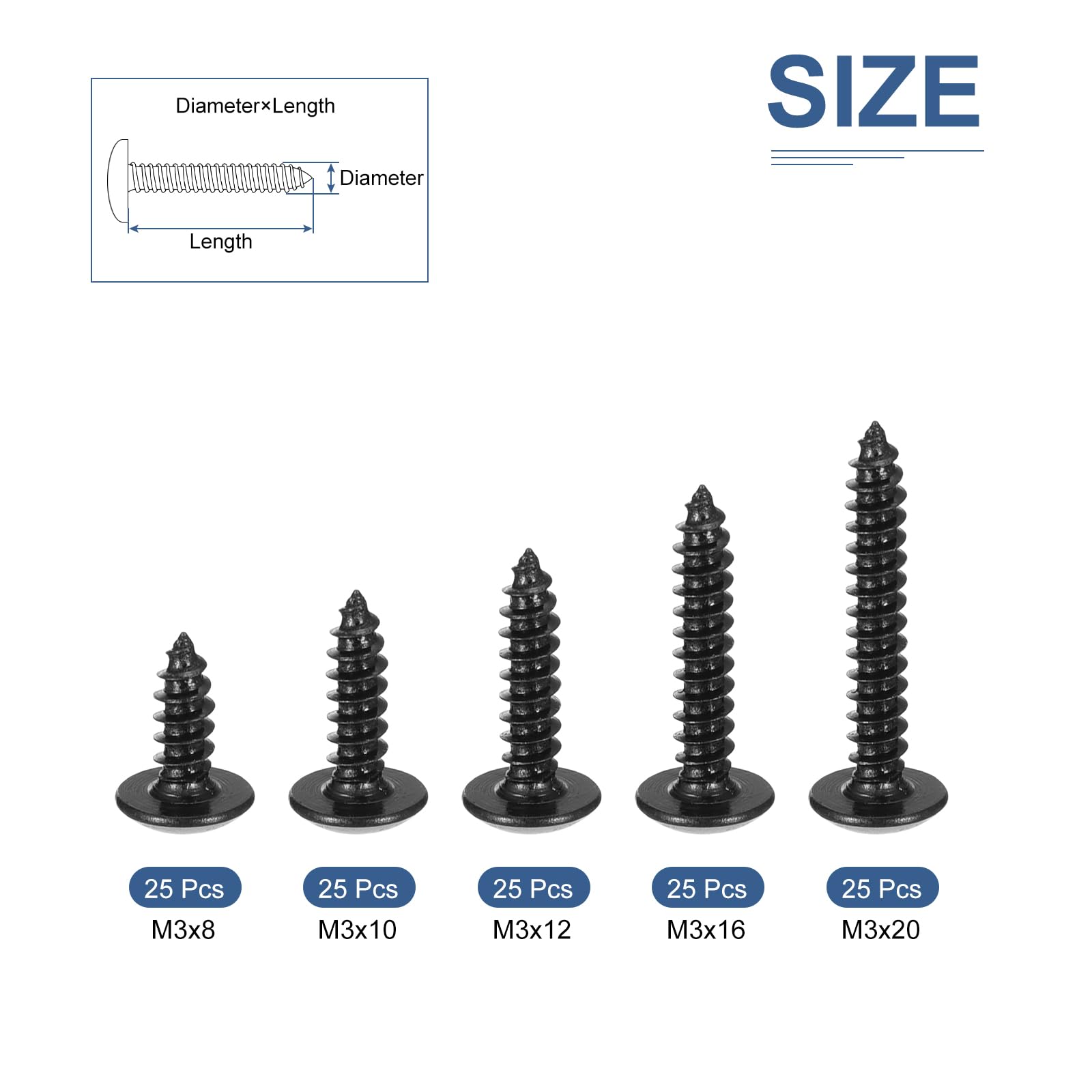 DTGN Sheet Metal Screws Assortment Kit, 125Pack, for Wood Furniture - Image 2