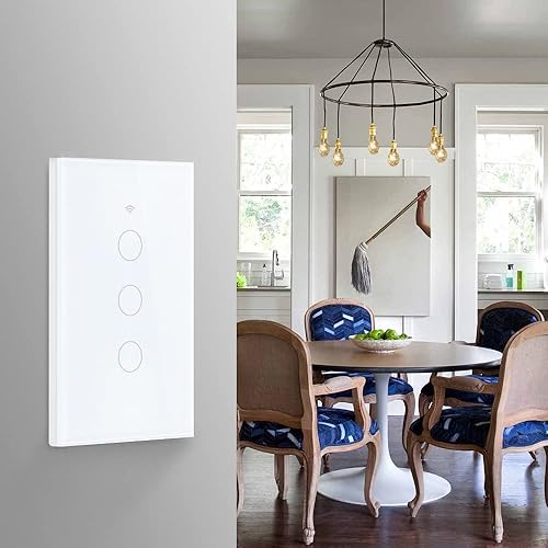 Miniatura 6 de Tuya WiFi Smart Wall Light Switch Pantalla de cristal eléctrico inalámbrico Panel de sensor táctil con control de voz Oro 3 bandas