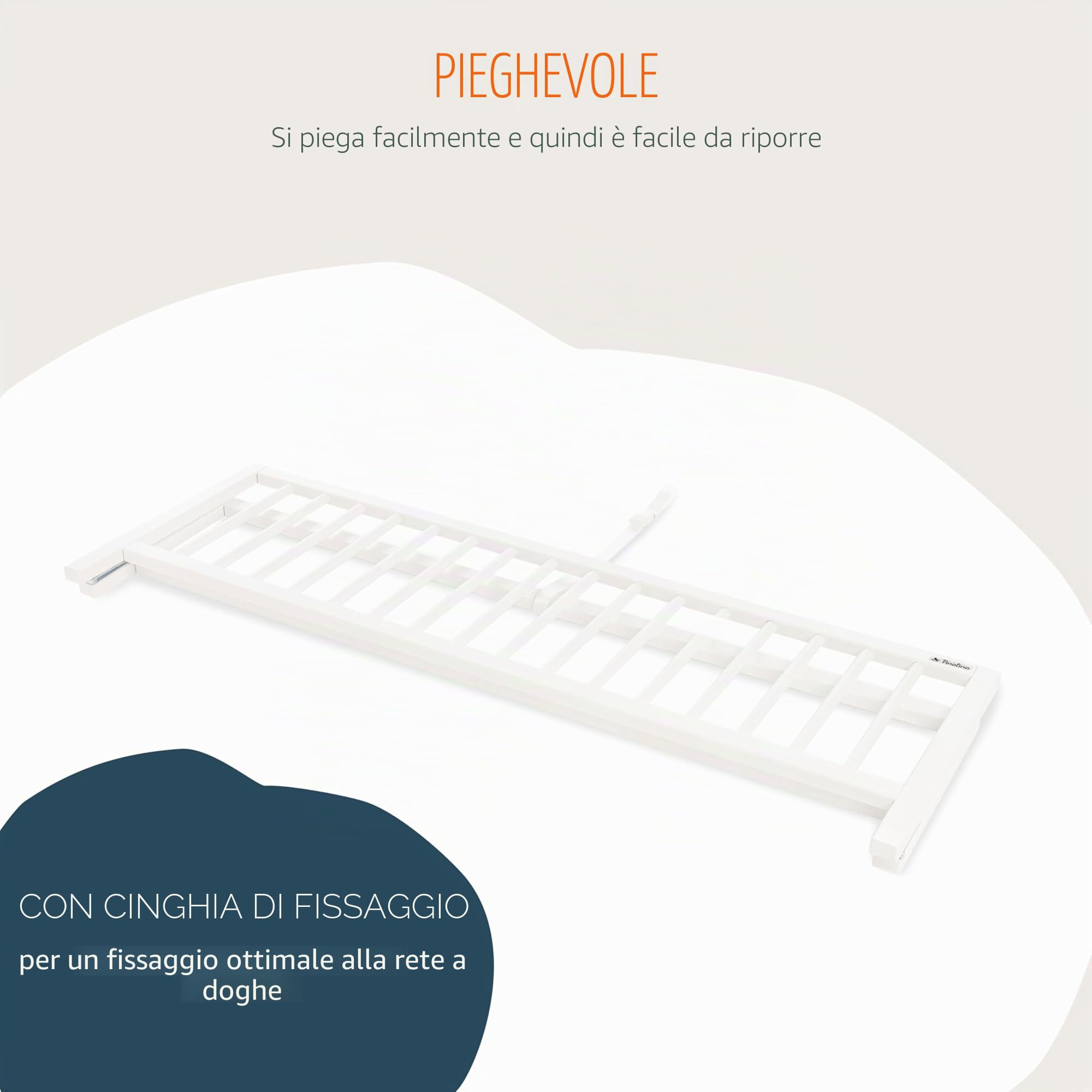 Pinolino Recinzione di sicurezza per culla, recinzione di sicurezza pieghevole, cameretta per bambini, protezione anticaduta, 120 x 32 x 40 cm, bianco