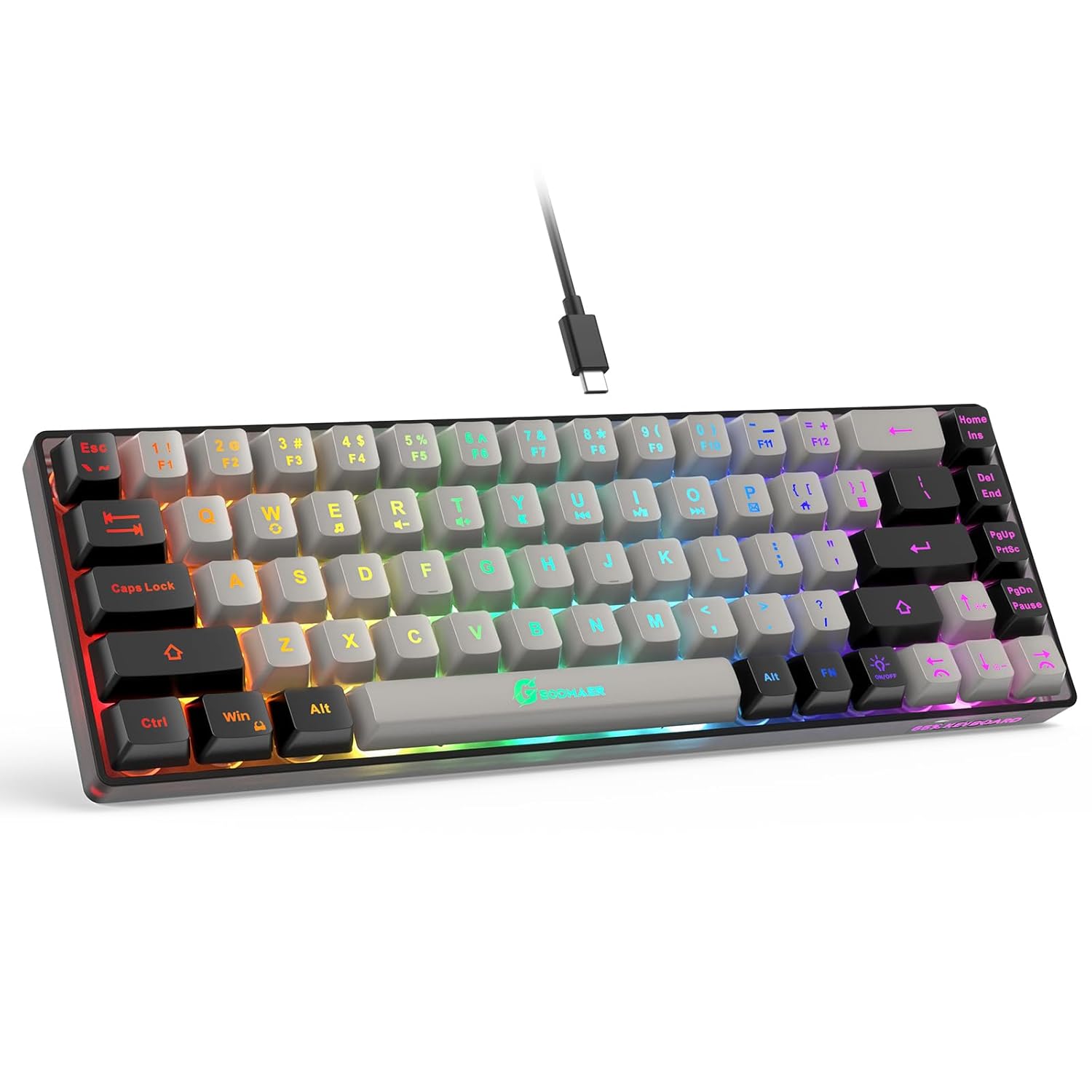 65 Gaming Keyboard Wired Backlit Mini Keyboard Ultra-Compact Anti-Ghosting No-Conflict 68 Keys Membrane Gaming Wired Keyboard for PC