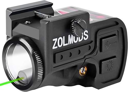 Miniatura 8 de Luz de pistola con láser, accesorios de arma, combo táctico para pistolas, linterna de pistola con 500 lúmenes LED y láser verde, baterías de litio