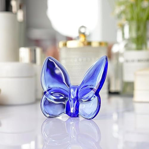 Miniatura 2 de KANPURA Figura de mariposa de cristal azul, figura de mariposa voladora, adorno de mariposa de cristal, animal de cristal coleccionable para