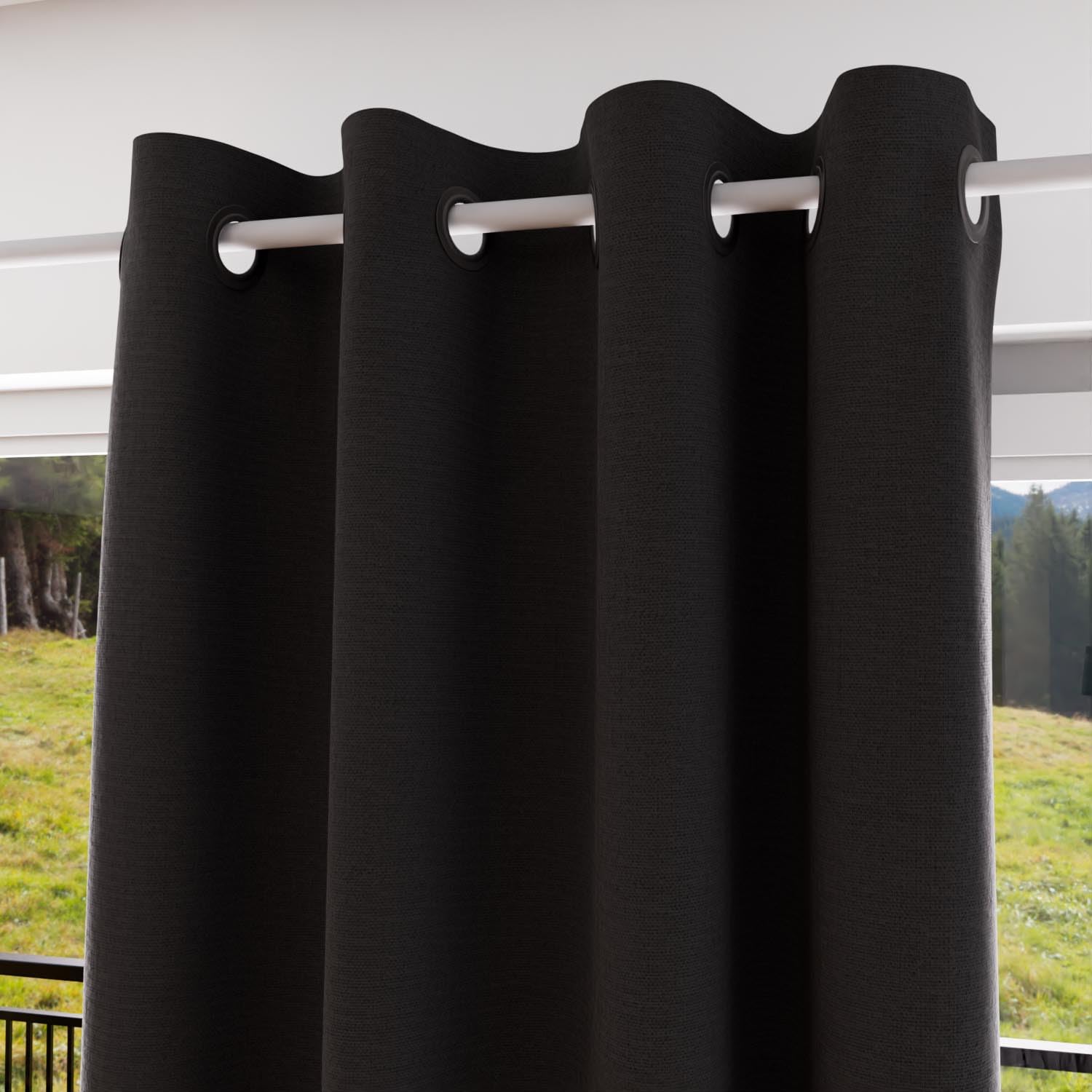 Soleil d'ocre, Eclipse Curtain with Eyelets 100% Blackout 135 x 180 cm Black