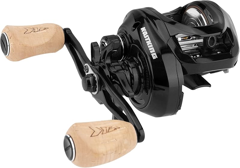Carretes de baitcasting Megatron 100 y 200, perfil bajo, alta capacidad | Arrastre máximo: 28.6 lb, 7+1 BB, 6.9 oz, marco de grafito, carrete de aluminio CNC, frenos magnéticos de 8 botones, mangos de corcho 3A