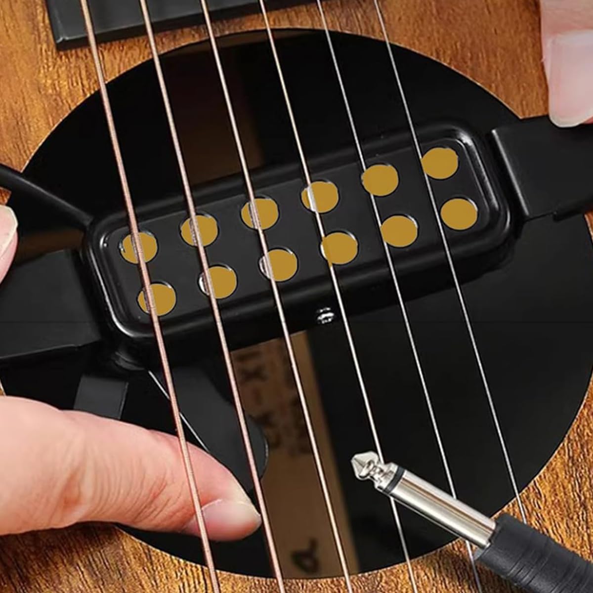 HASTHIP® Guitar Pickup 12 Pole Pieces Design, Clip-On Acoustic to Electric Guitar Accessories with Tone & Volume Control, Plug-and-Play Transducer for Studio & Live Performances, 10Ft Cable - Image 7 thumbnail