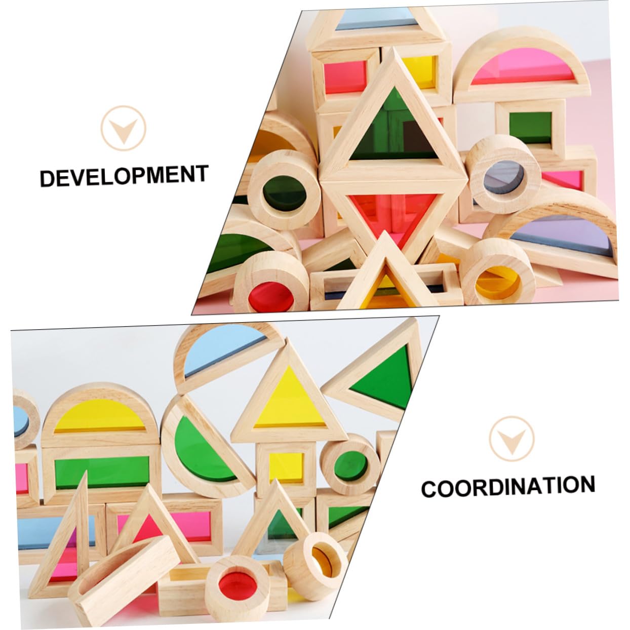 Blocchi Impilabili Geometrici 24 Pezzi in Legno Acrilico per Bambini