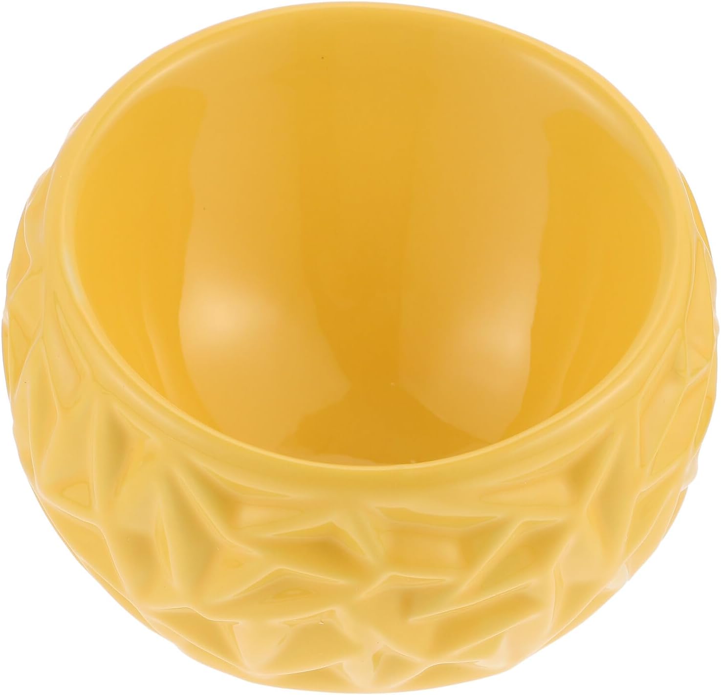 Cabilock Ceramic Cat Food Bowl Anti-Spill Wear-Resistant Geometric Design Yellow Household Kitten Feeding Dish for Indoor Cats