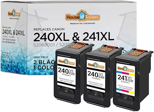 Houseoftoners Paquete de 3 cartuchos de tinta remanufacturados de repuesto para Canon PG240XL Negro y CL241XL Color PIXMA MG2120 MG3220 MG3222
