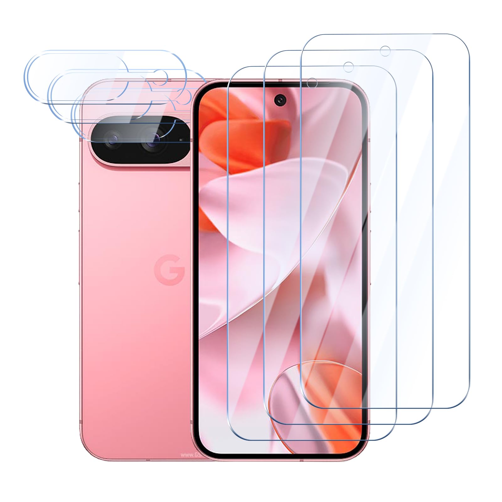 YUXINDZ 3 Pack Screen Protector for Google Pixel 9 6.3" with 3 Pack Camera Lens Protector, Tempered Glass Film Anti Scratch, 9H Hardness, HD Clear,