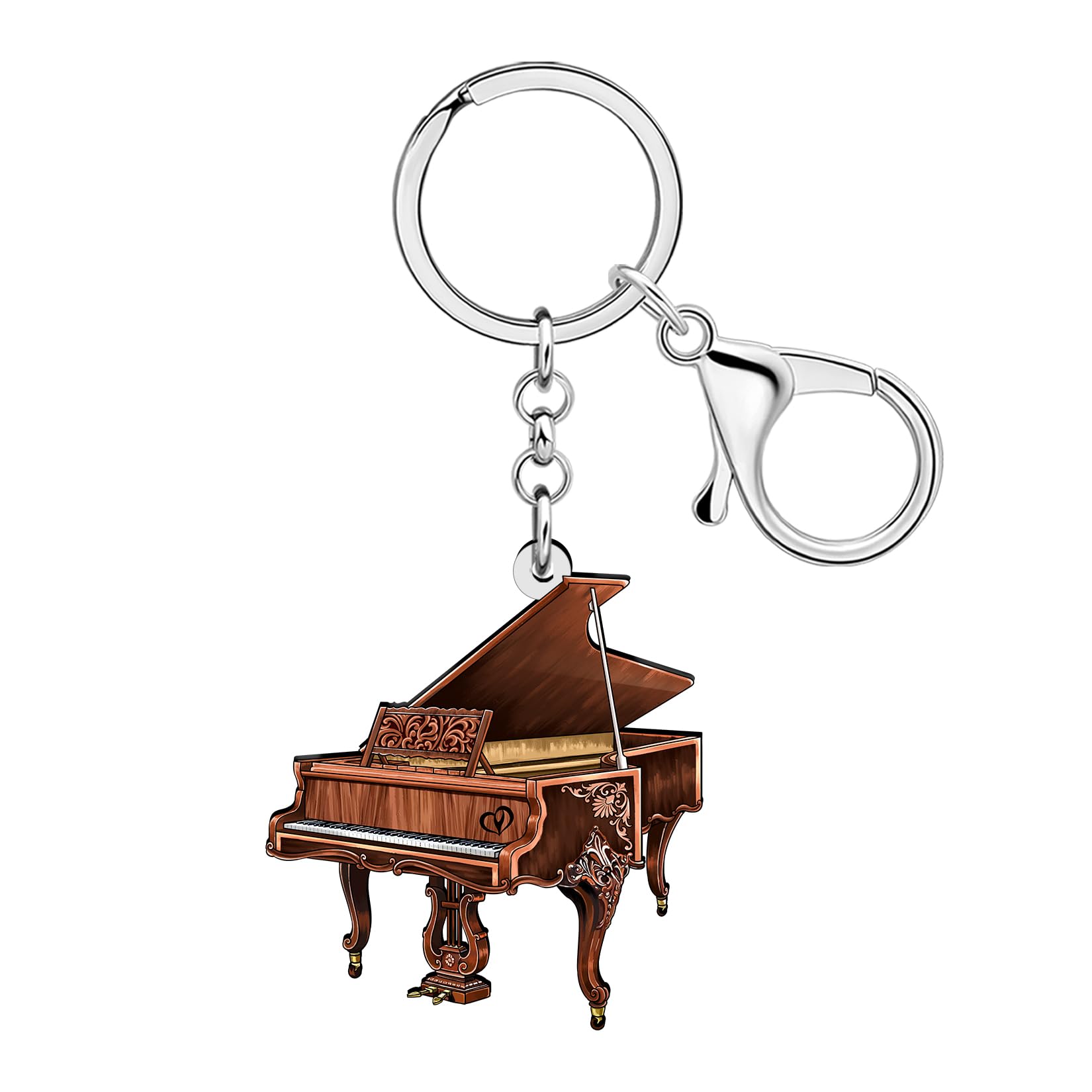 LONYOO Acrilico Pianoforte Portachiavi Music Lover regali per musicisti Pianista Donne Musica Insegnante Borsa Accessori Zaino Charms, Caffè, Medium