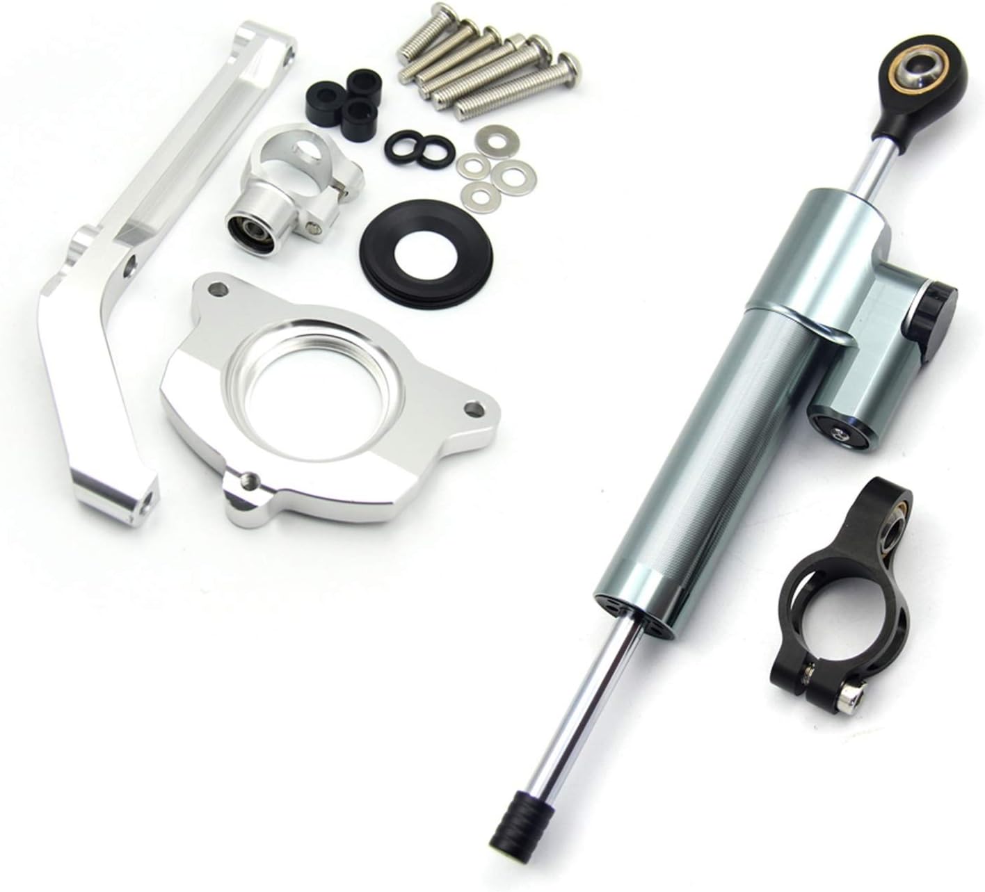 CNC Adjustable Motorcycle Linear Reversed Steering Damper with bracket Support For Kawasaki Z1000 Mounting Kit(Sky blue B)