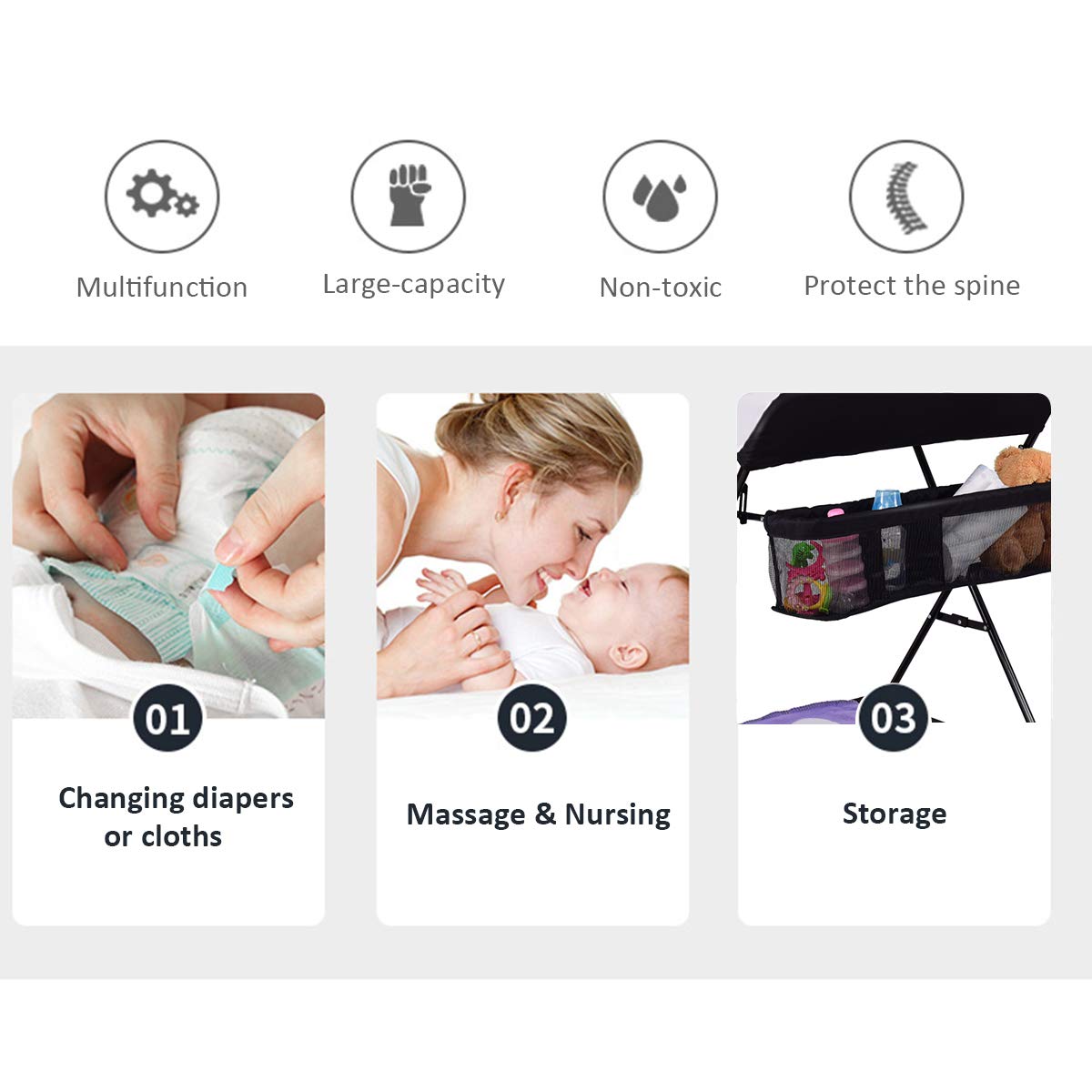 Buy Costzon Baby Changing Table, Folding Diaper Station Nursery