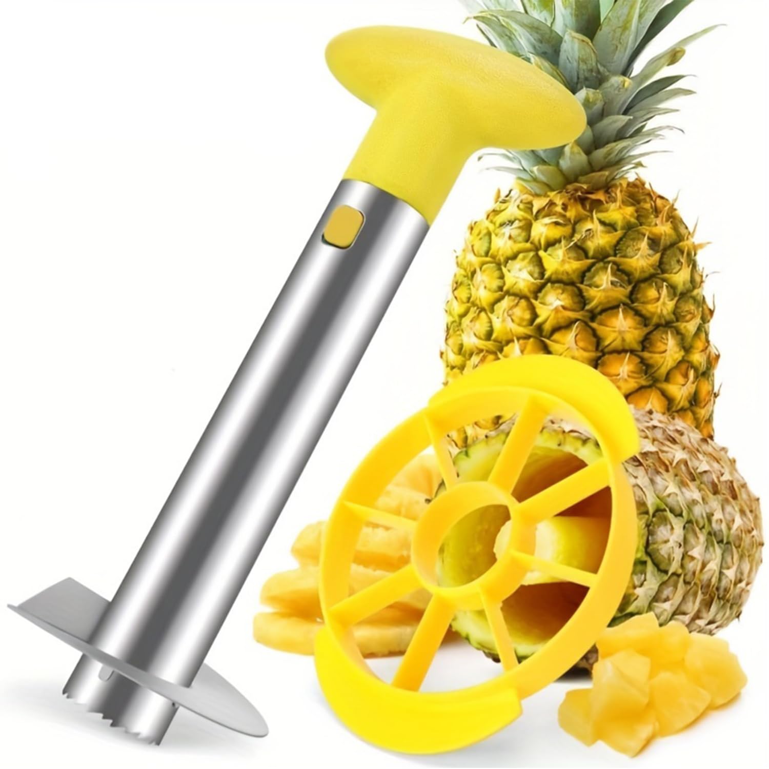 Pineapple Cutter Slicer and Corer-Fruit Cutter Slicer,Diced Stainless Steel Fruit Corer Rings Cutting Wedge Knife for Pineapple Rings Cutter