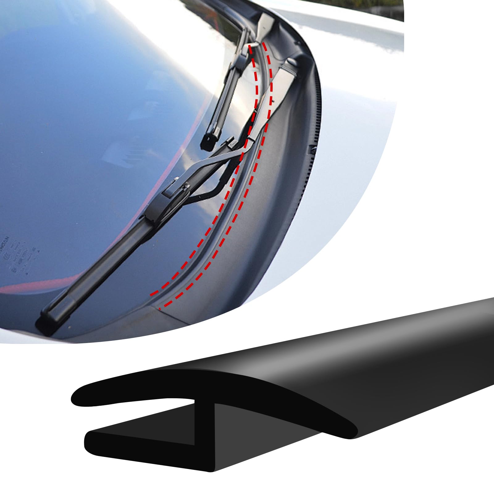 Vbgurr Black 1.8M/6Ft Windshield Cowl Molding Rubber Seal Trim Strip, Front Rear Windshield Seal, Car Weather Stripping, Window Sunroof Seal For Most Cars Trucks Suv