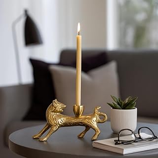 Decorative Metal Fox Taper Candle Holder for Home Decor - Artistic Candl...