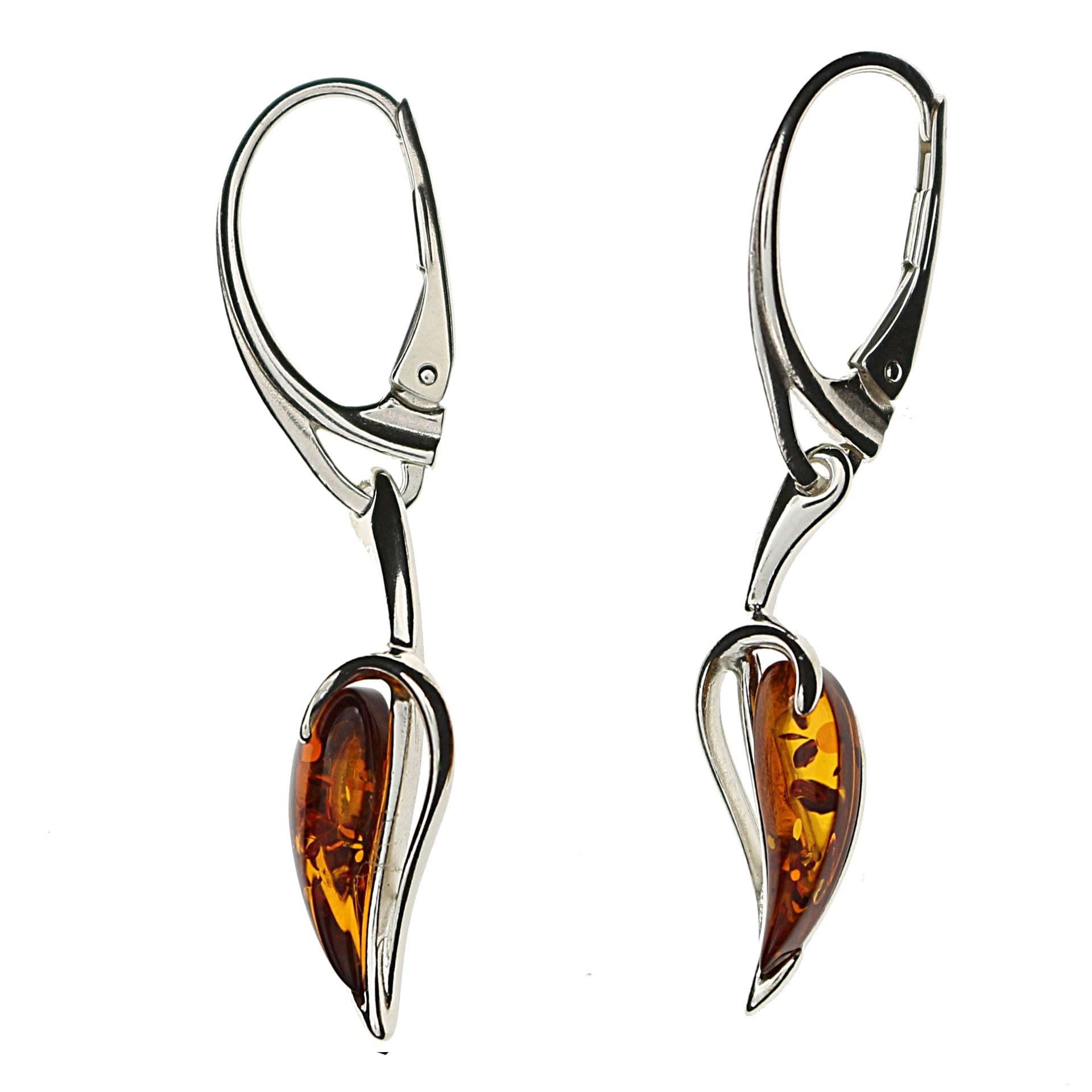 Orecchini In Ambra Baltica E Argento 925 Placcato Oro - Gioielli Artisana, Moderni Ed Eleganti, Confezione Regalo Inclusa