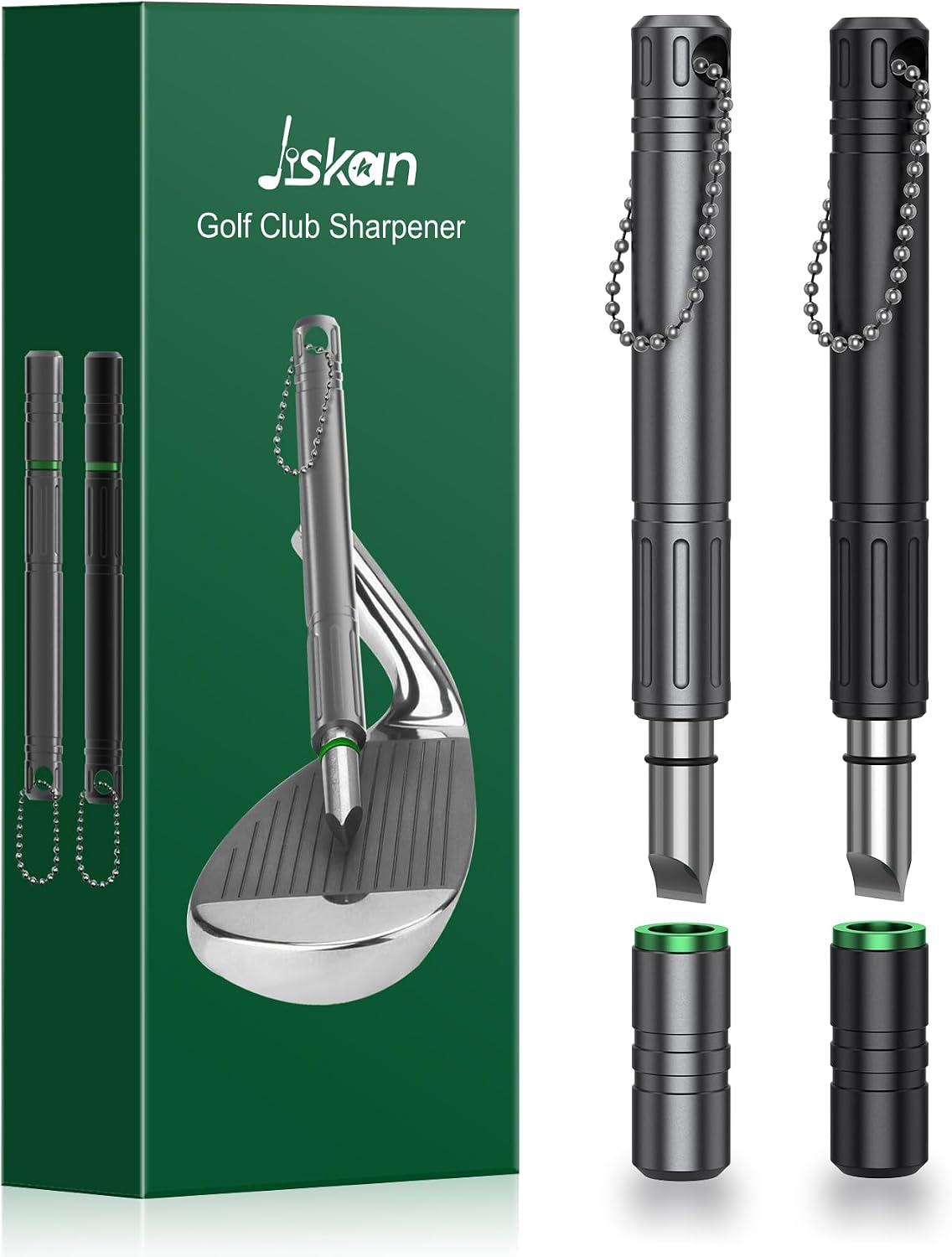 Jiskan Pro Golf Club Grooves Sharpener Cleaner Tool for Wedges&Irons, Essential Golf Accessories Golf Gifts for Men Cool Golf Gear Unique Golf Bag Accessories Golf Gadget