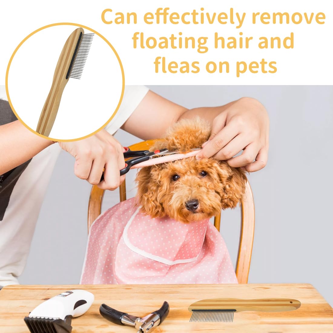 Peigne Antipelliculaire à Dents Extra Fines avec Pique en Métal pour Enfants Adultes Chien Chat