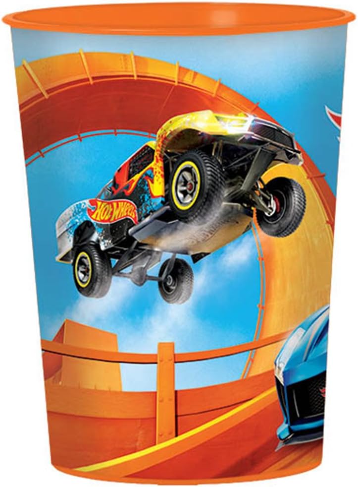 Hot Wheels Plastic Favor Cup - 16 oz. (Pack of 1) - Reusable Party Drinkware, Perfect for Parties, Events, and Collectible Displays
