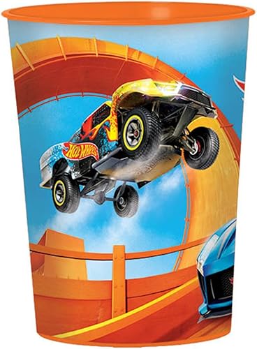Hot Wheels - Vaso de plástico para regalo, 16 onzas (paquete de 1), vaso reutilizable para fiestas, eventos y exhibiciones coleccionables