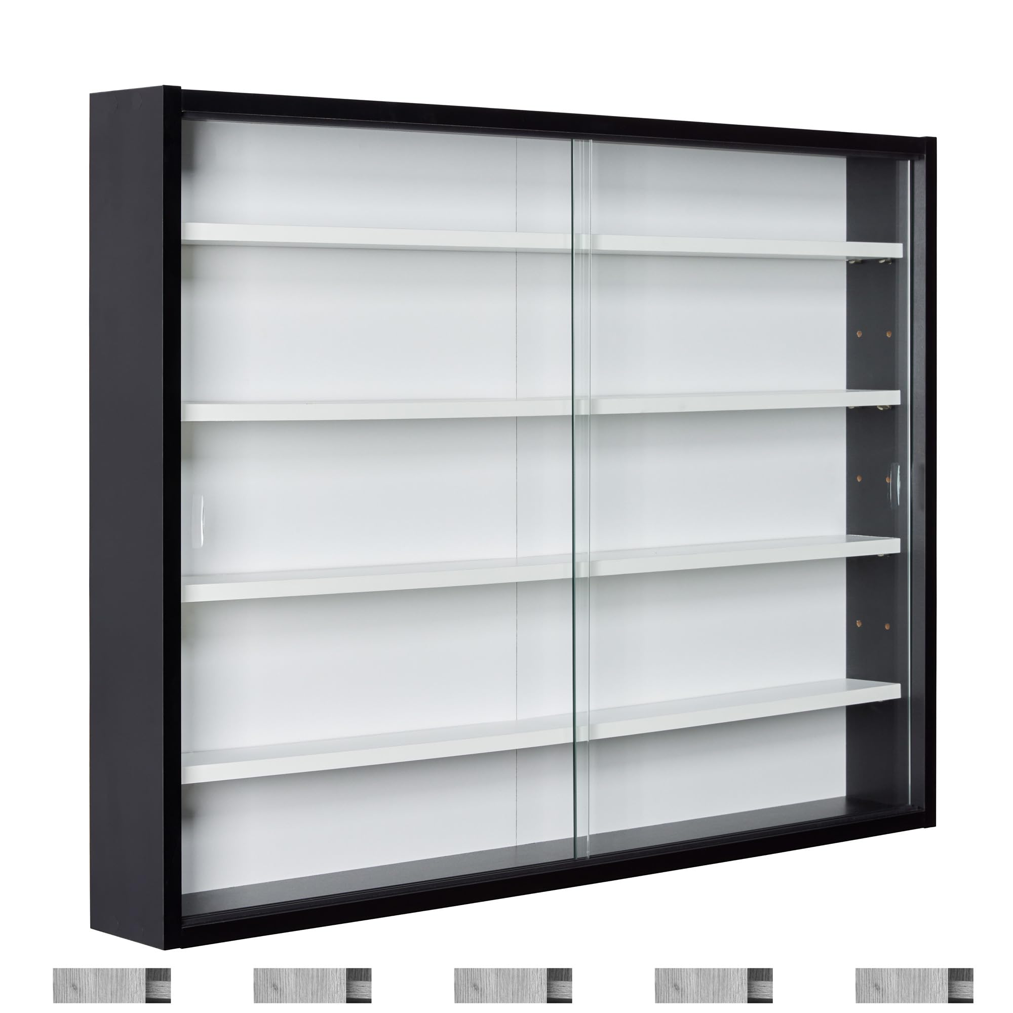 Inter Link - Sammlervitrine - Hängevitrine - Wandregal - Glasvitrine - Wandvitrine - Hängeregal - Schaukasten - MDF - Schwarz/Weiß (80x60x9.5 cm) Collecty Schwarz