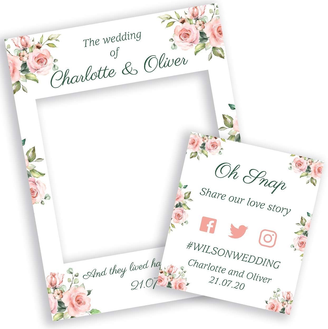 Personalised Wedding Selfie Frame Photobooth Prop Decoration for Creating Fabulous Memories of Your Special Day - Blush