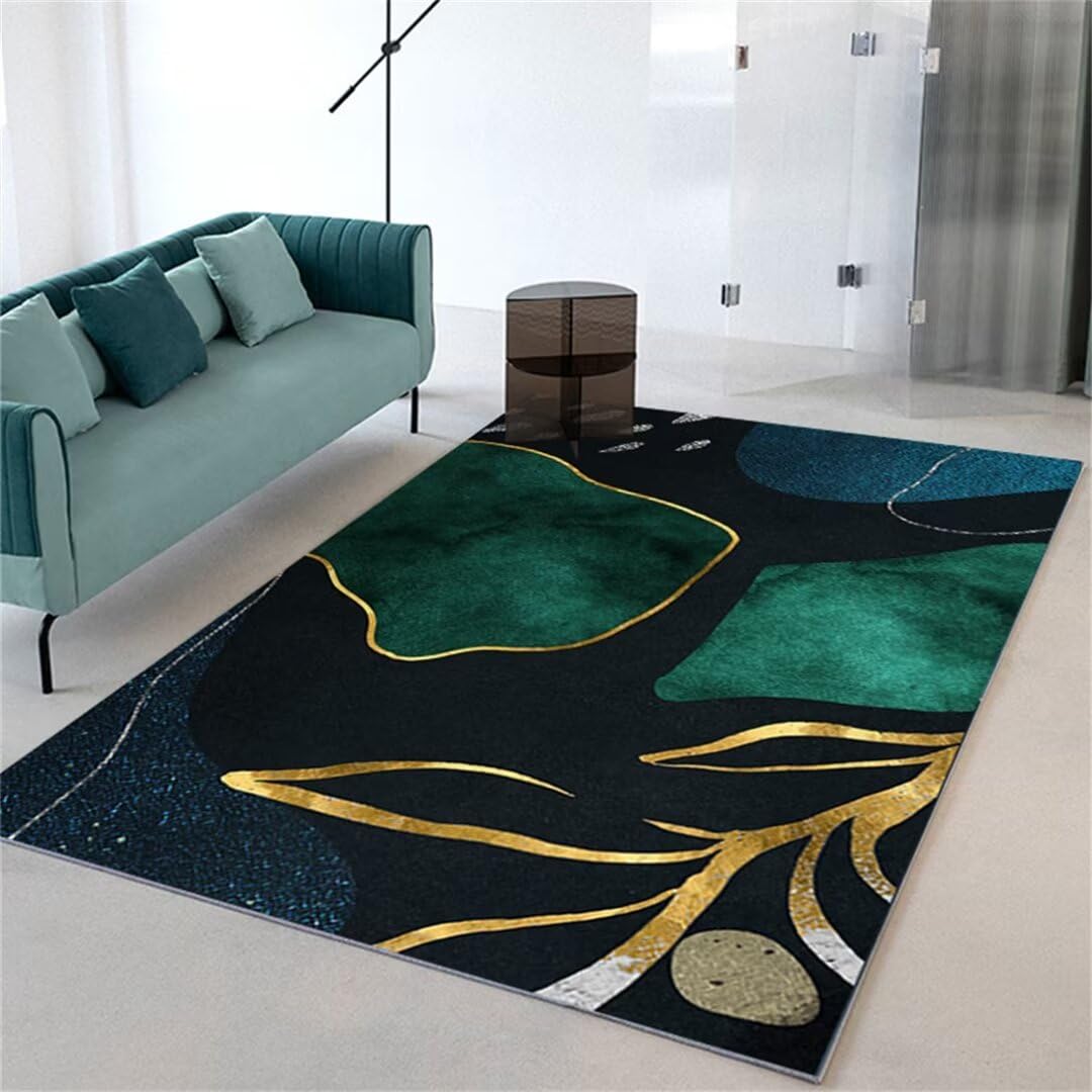 Tapis vert 180x250cm abstrait pour salon et chambre