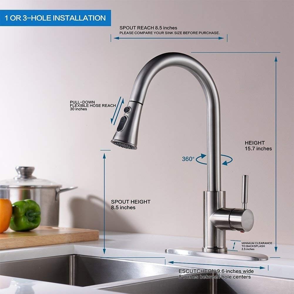 Grifo Cocina Extraible, Giratorio de 360 Grados Grifos Cocina Extensible Manija única Grifos para Fregadero con Control de Agua Fría y Caliente para Ahorro de Agua
