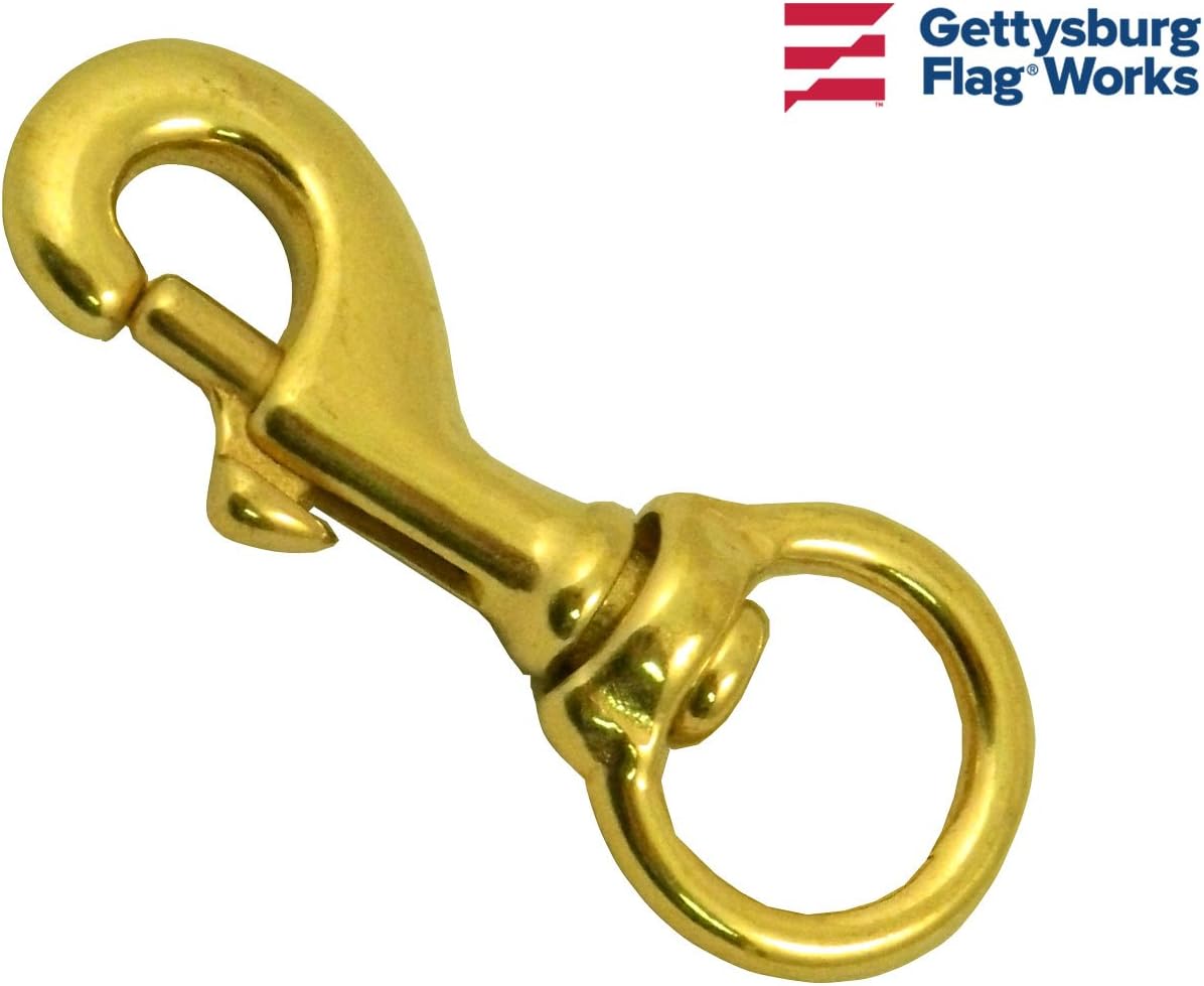 FOUR (4) Standard 3" Bronze Brass Flagpole Snap Clips to attach flag to halyard rope - 3" with swivel eyelet, durable brass construction - Qty 4