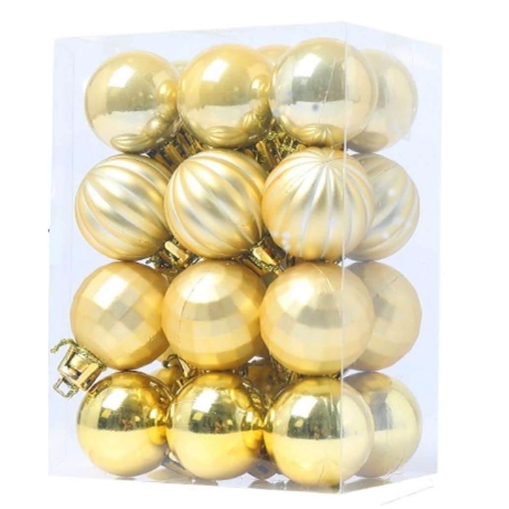 Weihnachtskugel-Dekorationsset, Weihnachtskugel-Ornamente, 24-teilig, Weihnachtsschmuck, Kugeln, bruchsicher, Weihnachtsbaumschmuck für Zuhause, Weihnachtsfeier, Weihnachtskugeln (Farbe: 24 Stück, G