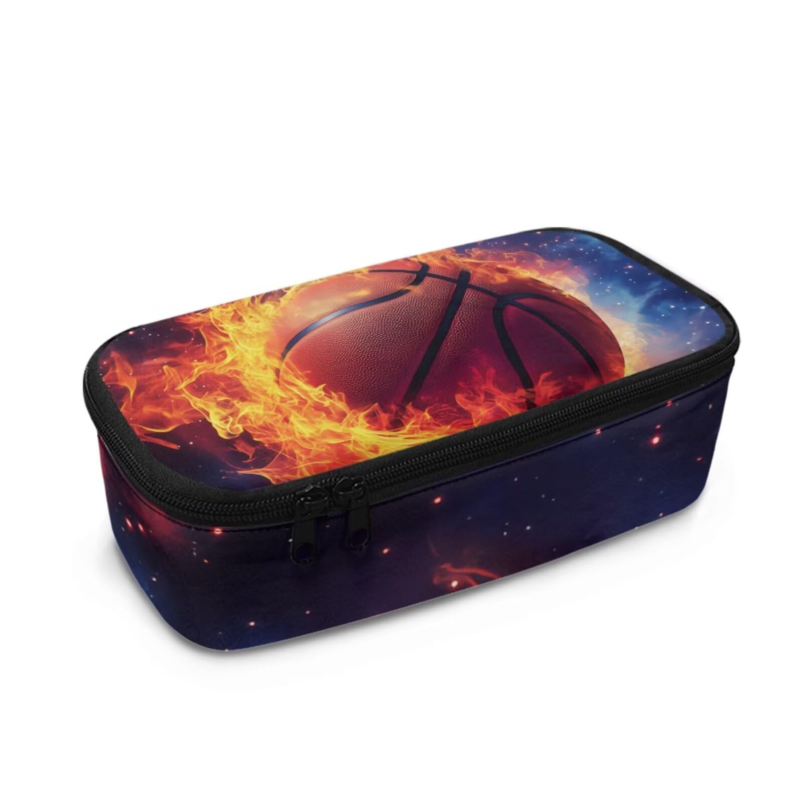 Dngkaoje Flame Water Basketball Pencil Case for School Boys Lightweight Pen Bag Holder Marker Stationery Orgazier Travel Cosmetic Pouch for Teen Boys Girls School Students — image 1