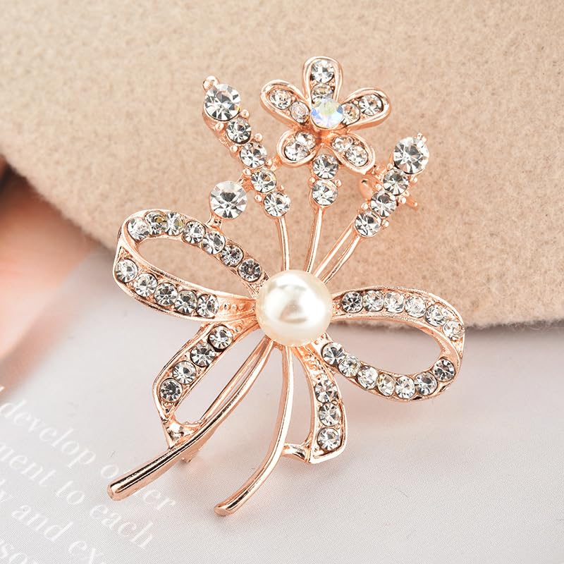 Image of Brooch Pins for Women,Pearl Crystal Gold Brooch Jewelry