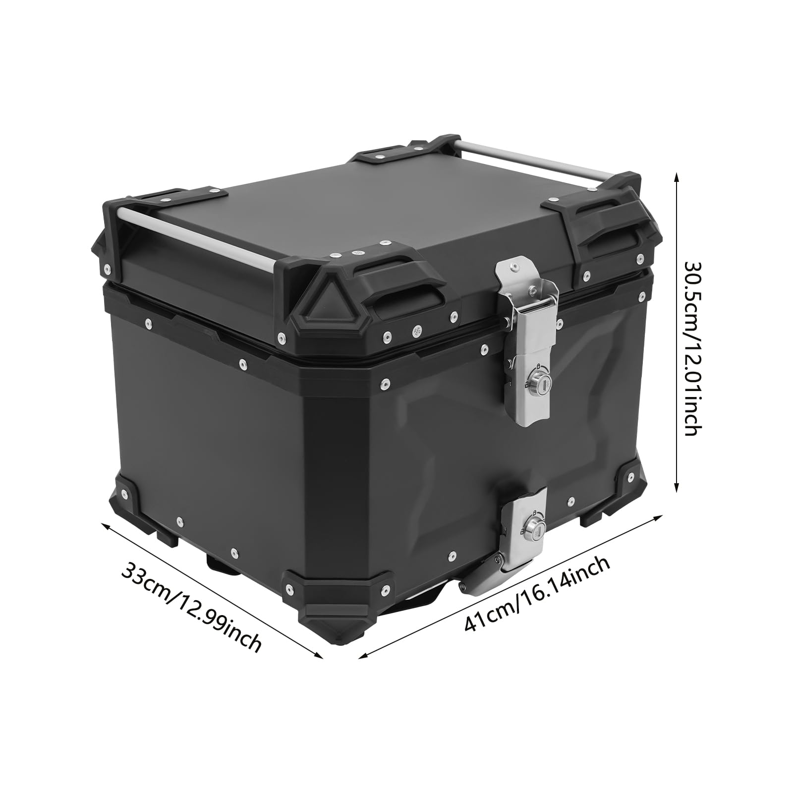 Caja de techo trasera para motocicleta de 45 litros, caja de techo de aleación de aluminio, caja de techo multiusos negra para vehículos, adecuada para montar en la parte trasera de motocicletas