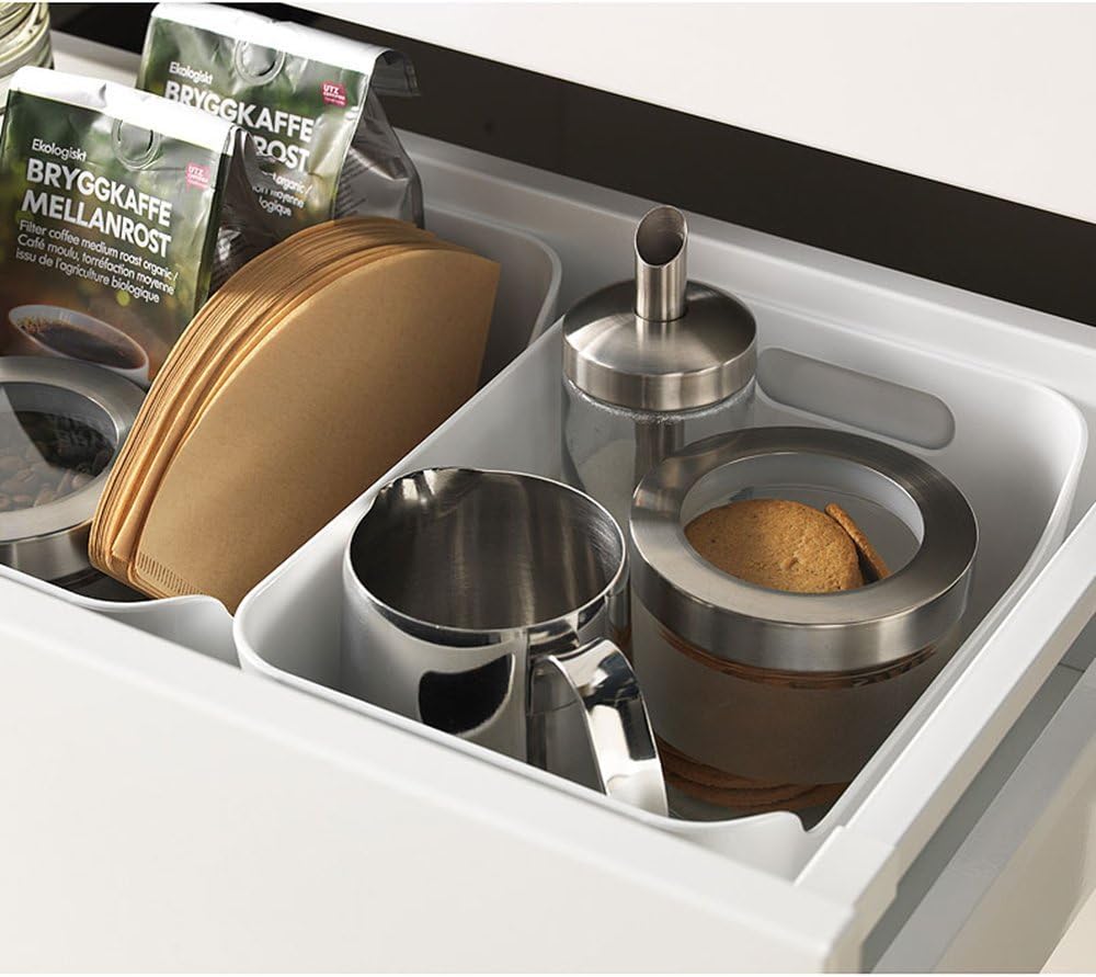 Pantry Organization And Storage Baskets, Open Storage Box Under Sink Organizers,Kitchen Cabinet and Pantry Storage Organizer Bin - two cut-out handles that make 9.4 x 6.7 x 4.3 Inches (White) image 3