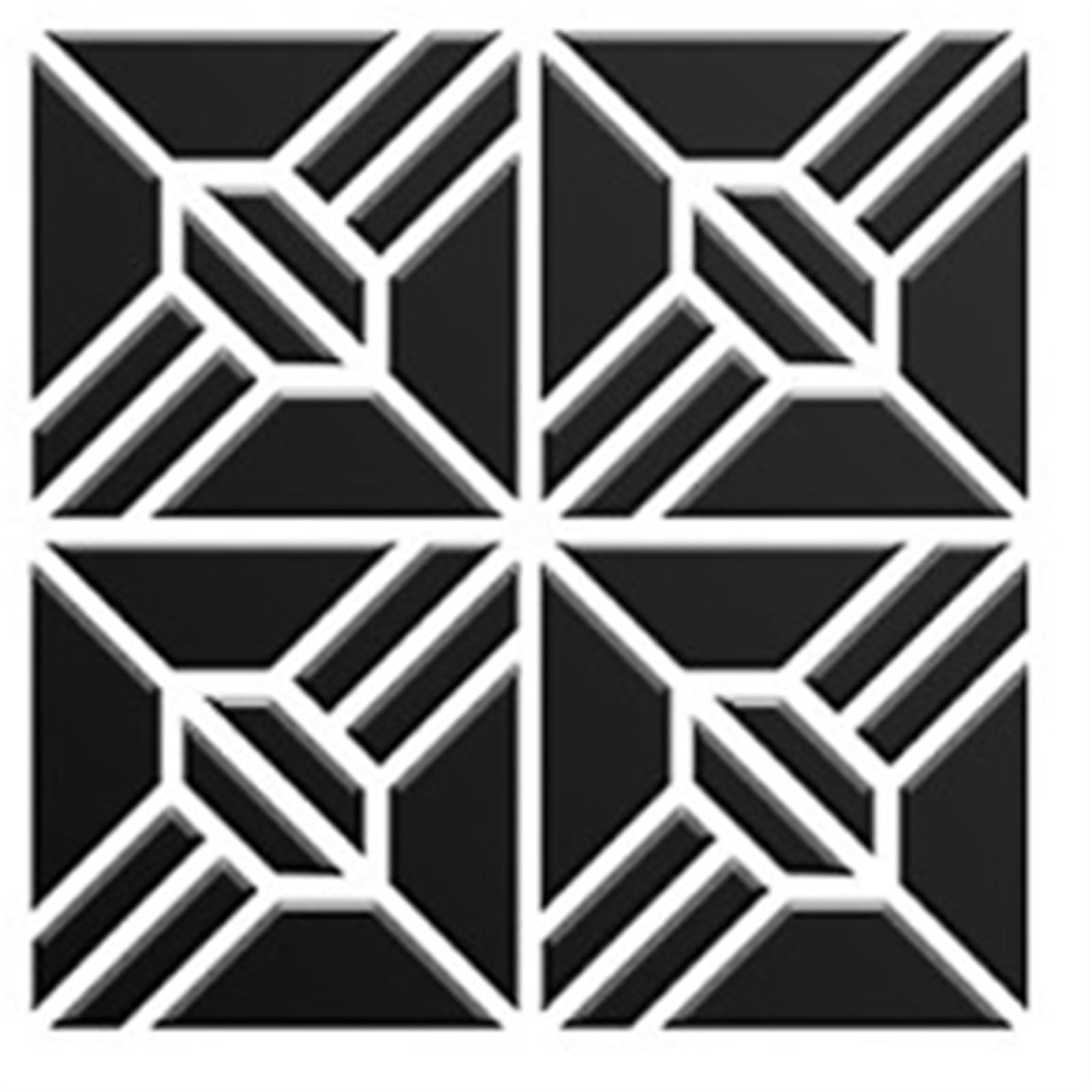 4pcs Square Hollow Mirror Wall Stickers Self-Adhesive Wallpaper DIY Mural for Living Room Bedroom Home Decoration for Bathroom(Black,M 25x25cm 4pcs)