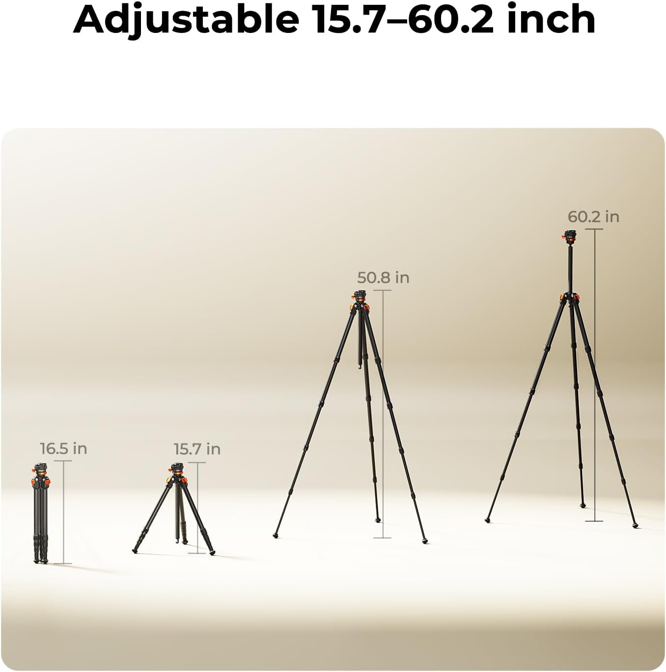 K&F CONCEPT 60" Carbon Fiber Travel Tripod for Camera, 2.0lb Ultra-Lightweight with Flexible Center Axis, Low Profile 360° Pan Tilt Ball Head, Arca QR Plate, Max Load 13.2lb