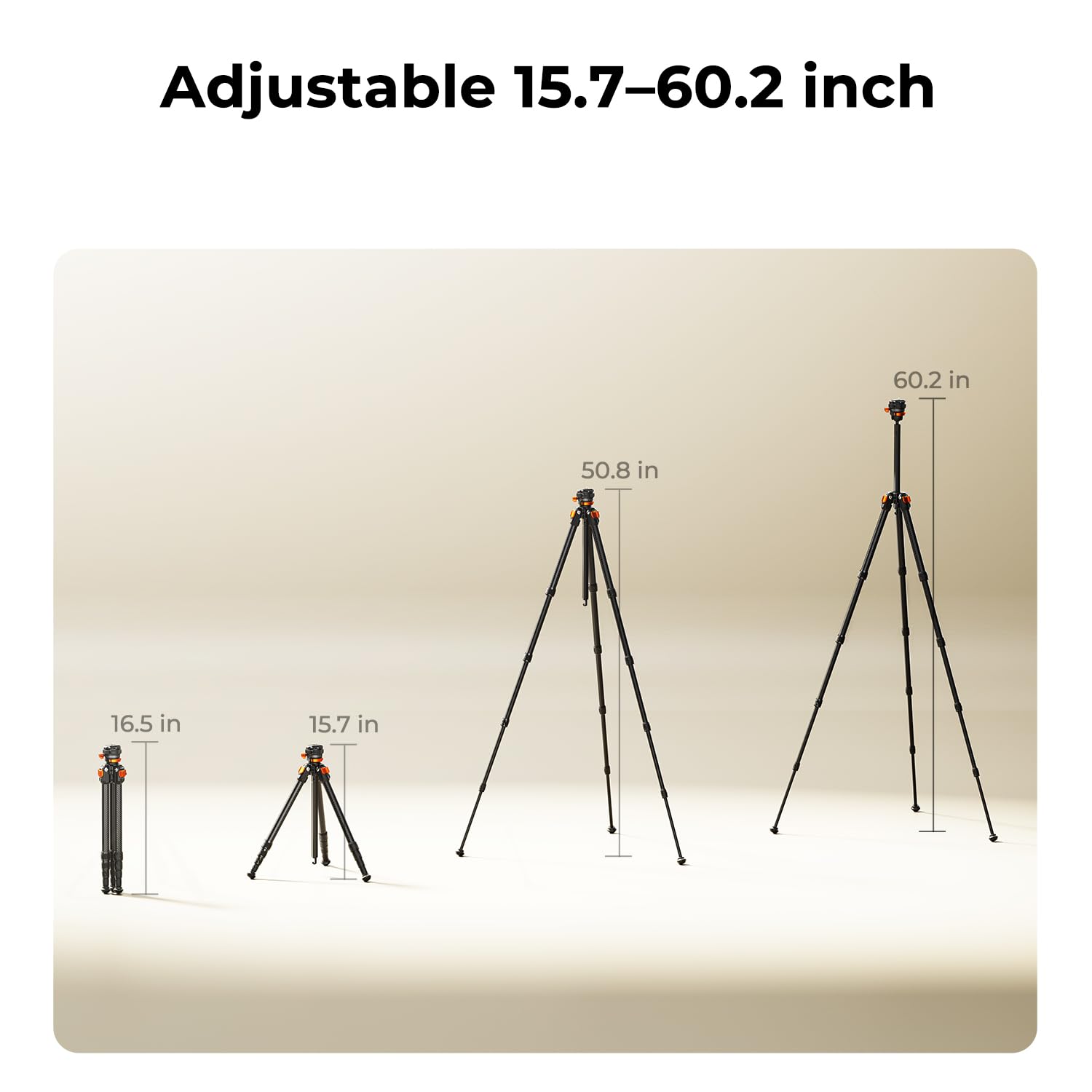 K&F CONCEPT Statyw z włókna węglowego 60in / 153 cm do aparatu, ultralekki statyw podróżny 0,9 kg z poziomowaniem ±18°, głowica panoramiczna 360°, odłączana oś środkowa, płyta QR typu Arca, nośność 10 | Ultralekki 0,9 kg, elastyczna oś środkowa, 360°, pły