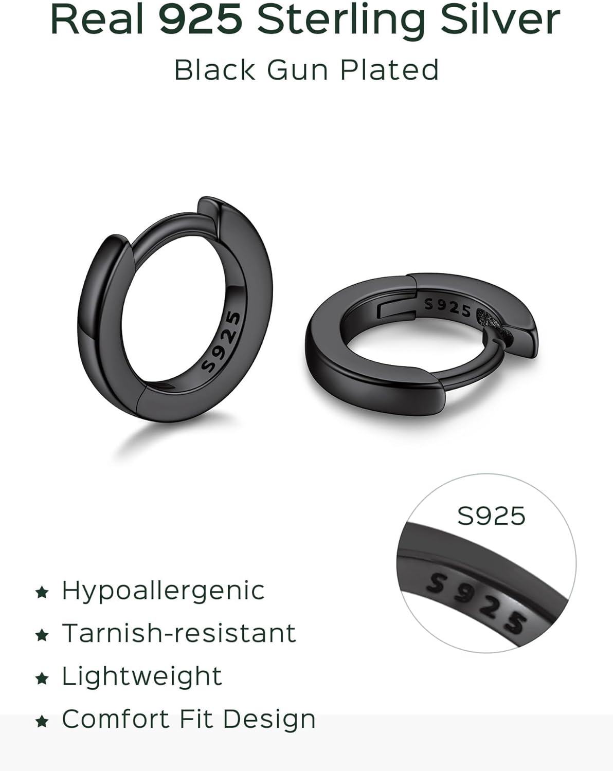 ChicSilver 925 Sterling Silver Huggie Hoop Earrings Small Hoop Earrings for Women Hypoallergenic Silver Huggie Earring Cartilage Earrings for Women (6/8/10/12/14/16/18/20MM) - Image 7