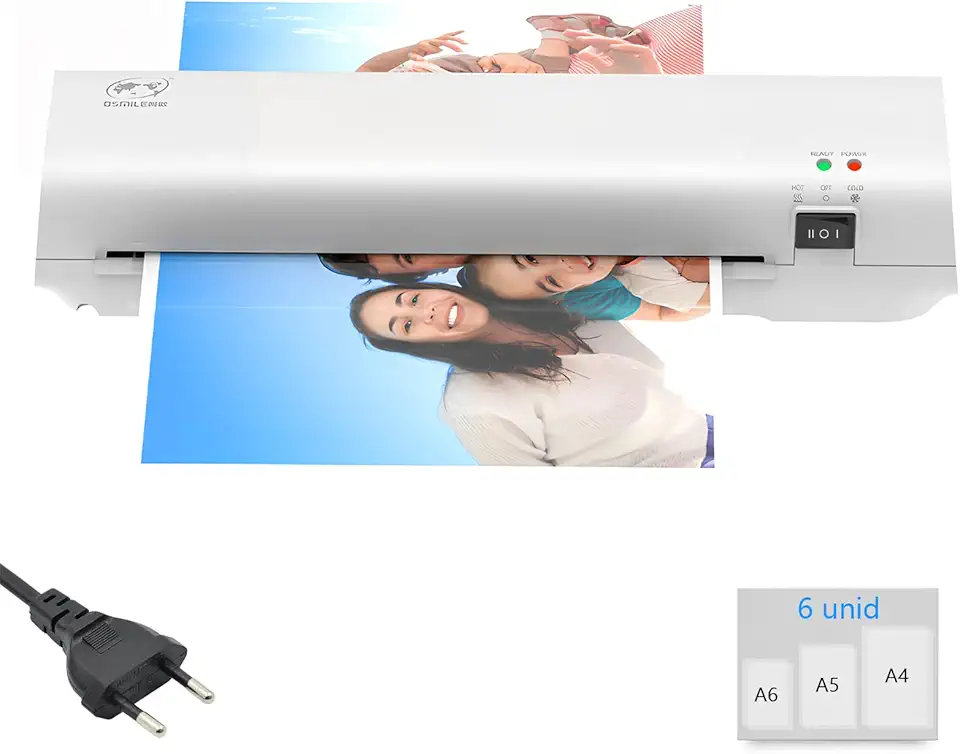 Máquina de Laminação de 9 Polegadas & 6 Folhas de Laminação a quente, Tecnologia Never Jam, para Quente & Frio para Folhas de Laminação A4/A5/A6, para Escritório, Escola, Negócios e Casa