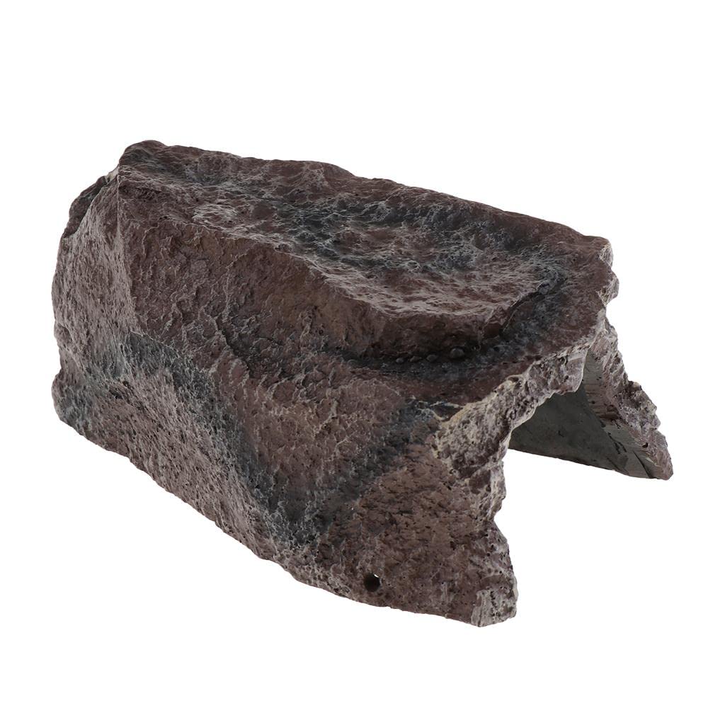 LOOM TREE® Reptile Hide Cave Decor Aquarium Turtle Hole Basking Platform Rock Maroon | 1 Piece Reptile Vivarium Decoration