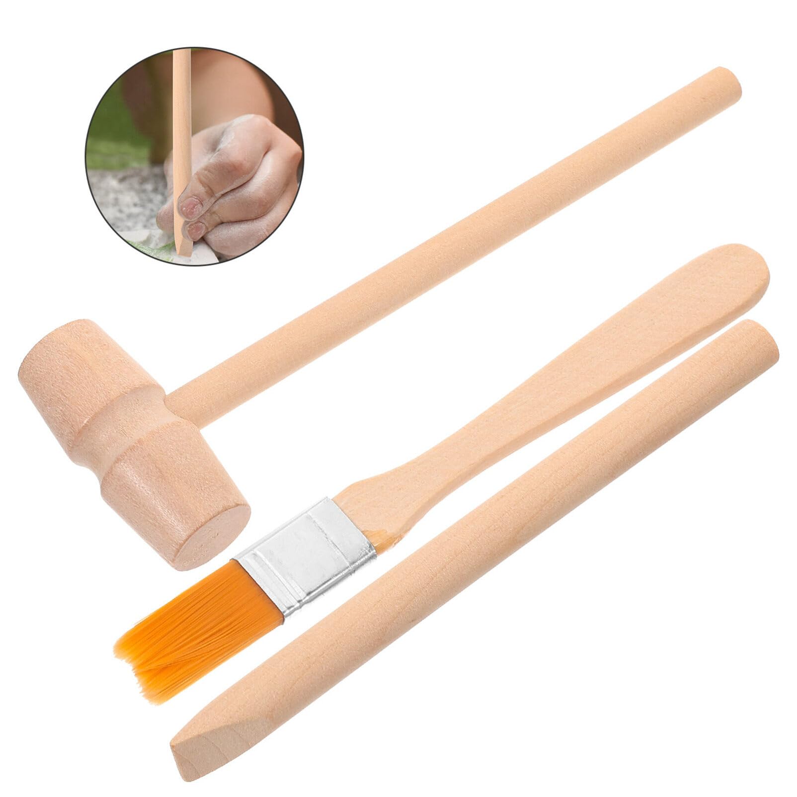 UPKOCH Set di 9 Strumenti per scavo in Legno per Bambini, Set di Attrezzi per scavo per Bambini, Pennello Piccolo, Martello scalpello, Giocattolo educativo, Geografia Rock, Set di geografie di