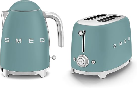 Smeg EEJB289 Breakfast Set,1.7L, 300W Emerald Green Kettle and 2 Slice Emerald Green Toaster, KLF03EGMUK/TSF01EGMUK